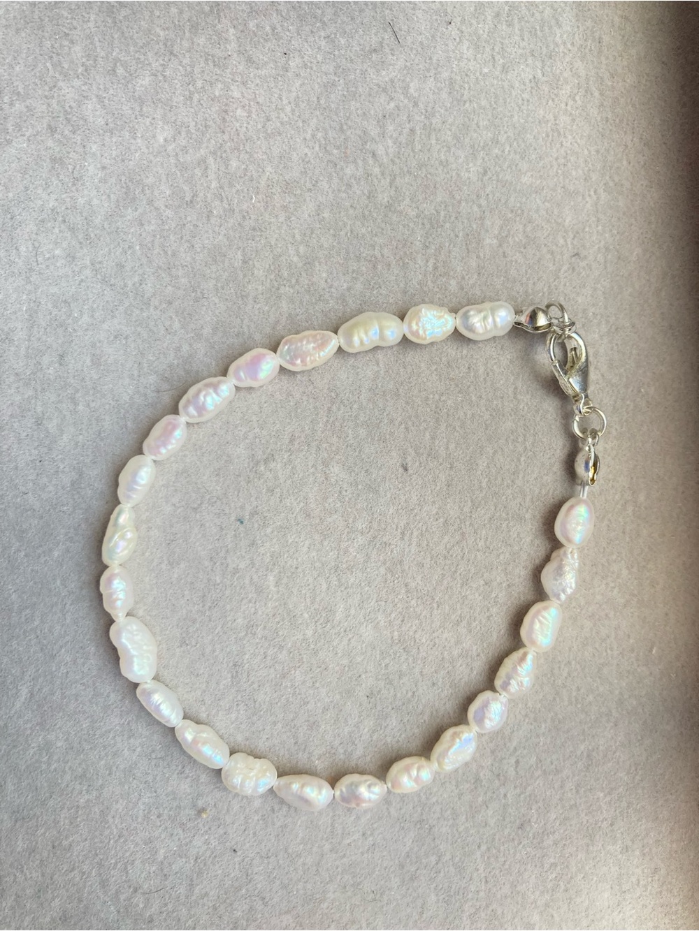 Pearl Iridescent White Freshwater Pearl Bracelet with Silver Clasp